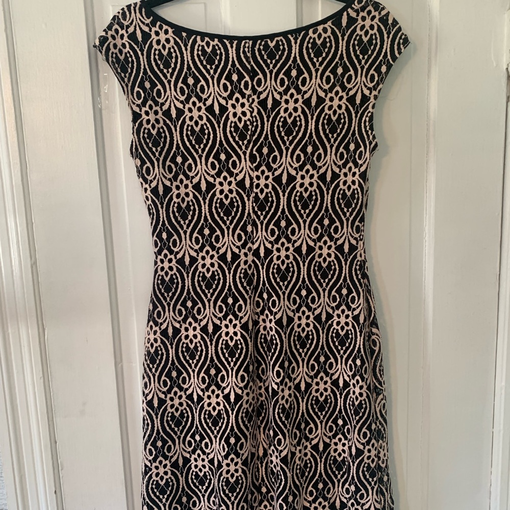 Black and pink lace mini dress